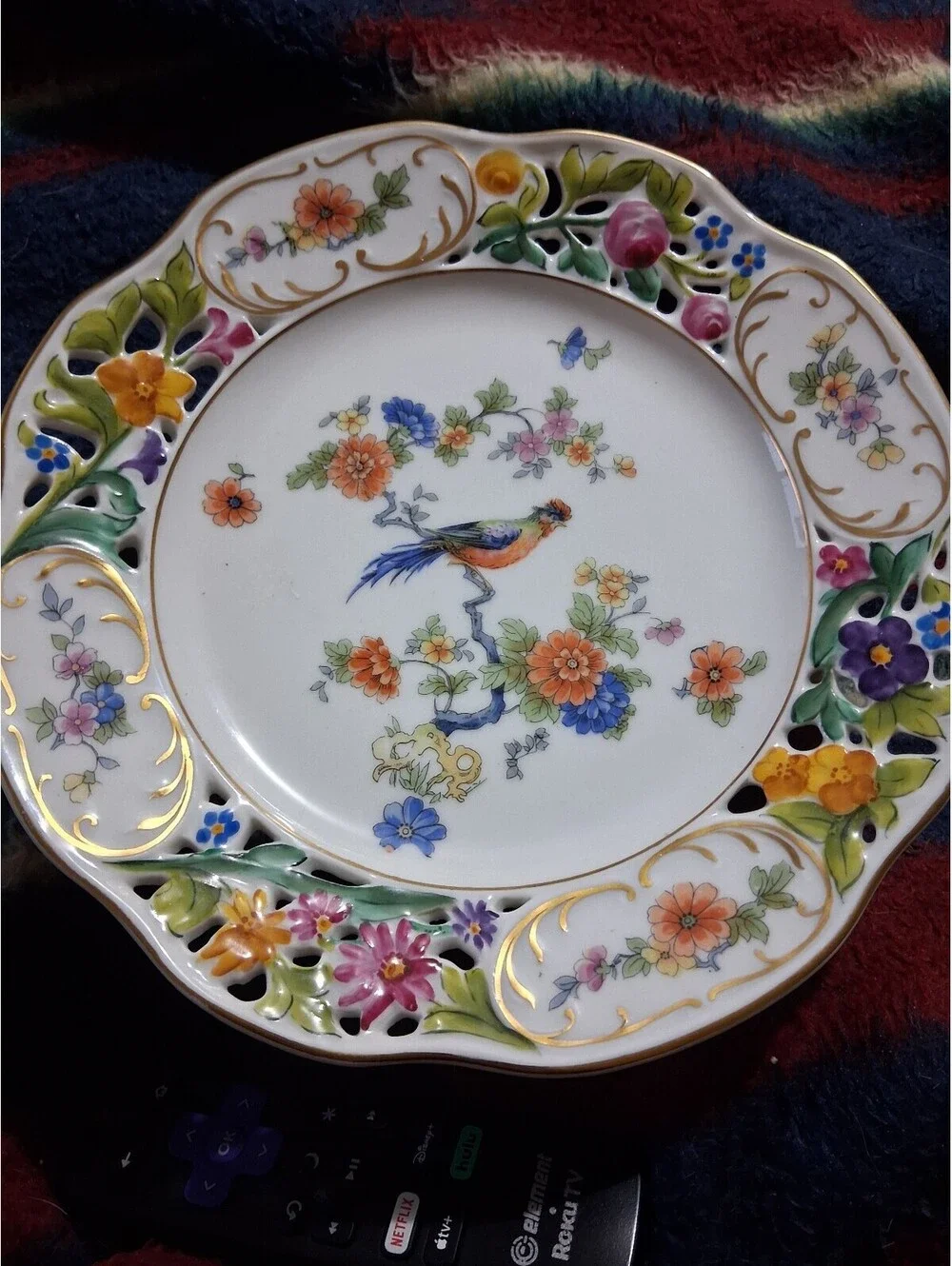 Union T Porcelain Floral and Bird Decorative Plate